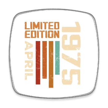 Born In April 1975 Birthday Gift 1975 Retro - Square fridge magnet - white - Front