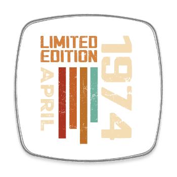 Born In April 1974 Retro 1974 Birthday Gift - Square fridge magnet - white - Front