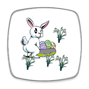 Kind Kinder Kleinkind Baby Ostern Eier Hase Blumen - Viereckiger Kühlschrankmagnet - Weiß - Vorne