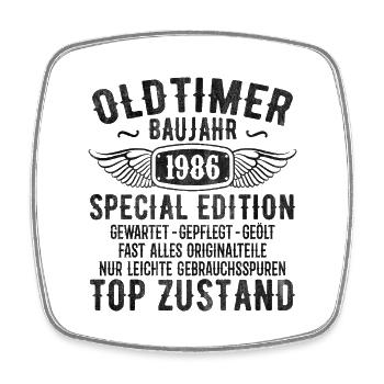 Vintage 1986 Birthday Gift 1986 Year of Construction - Square fridge magnet - white - Front