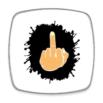 Splatter middle finger - Square fridge magnet - white - Front