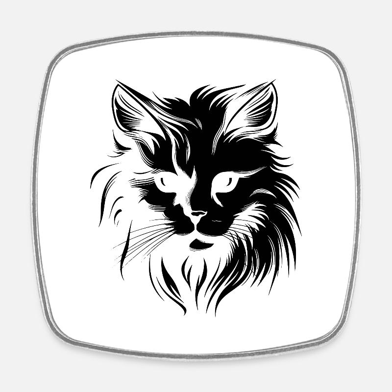 Chat, Motif De Chat, Visage De Chat - Magnet carré - blanc