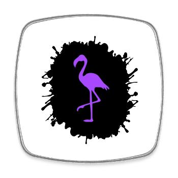 flamingo splatter - Viereckiger Kühlschrankmagnet - Weiß - Vorne