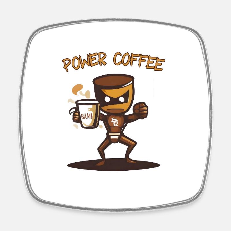 Power Coffee - Square fridge magnet - white