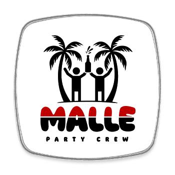 Malle Party Crew Mallorca Spruch - Viereckiger Kühlschrankmagnet - Weiß - Vorne