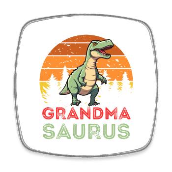 Grandma saurus - Square fridge magnet - white - Front
