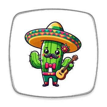 Cinco de Mayo Kaktus Mariachi Gitarrist - Viereckiger Kühlschrankmagnet - Weiß - Vorne