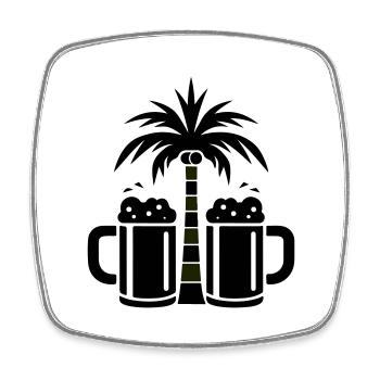 Beer Palm Trees Beach - Square fridge magnet - white - Front