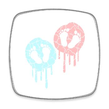 2 Twins Babies Pregnant Belly Footprint Feet - Square fridge magnet - white - Front