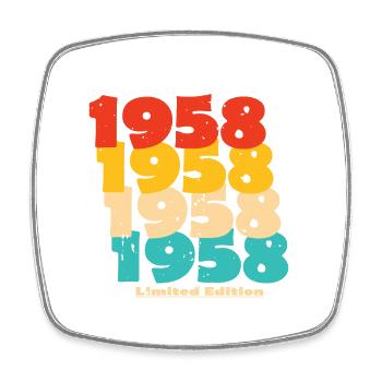 1958: Limitierte Auflage - 66. Jubiläum - Viereckiger Kühlschrankmagnet - Weiß - Vorne
