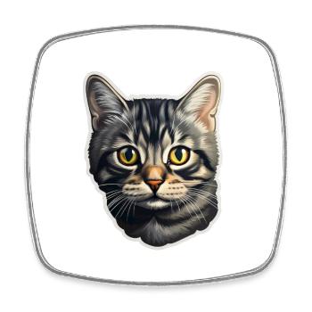 British Shorthair Cat Head - Square fridge magnet - white - Front