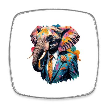 Elephant in a suit - Square fridge magnet - white - Front