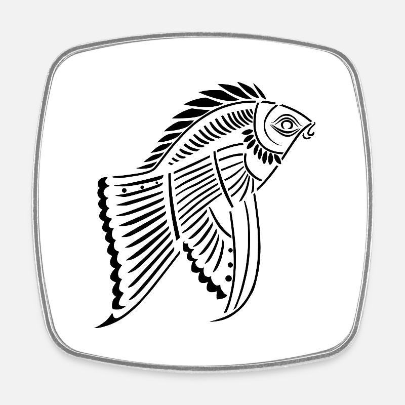 prehistoric fish - Square fridge magnet - white