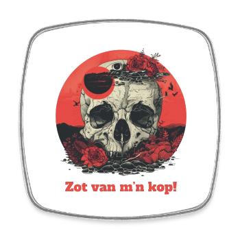 Crazy about me!" - a Flemish T-shirt - Square fridge magnet - white - Front