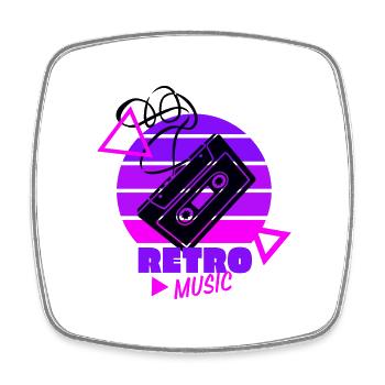 Retro Music - 80s - Achtziger - Kassette - Viereckiger Kühlschrankmagnet - Weiß - Vorne