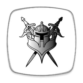 Schwerter und Helm - Viereckiger Kühlschrankmagnet - Weiß - Vorne