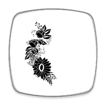 Lettre g floral noir et blanc - Magnet carré - blanc - Devant