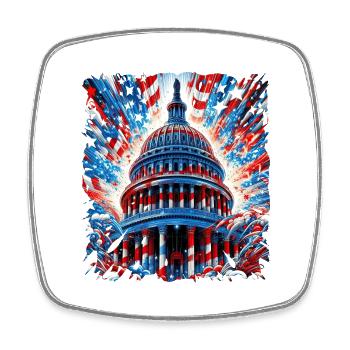 Alles Gute zum 4. Juli Patriot Geschenk USA Amerikanische Flagge - Viereckiger Kühlschrankmagnet - Weiß - Vorne