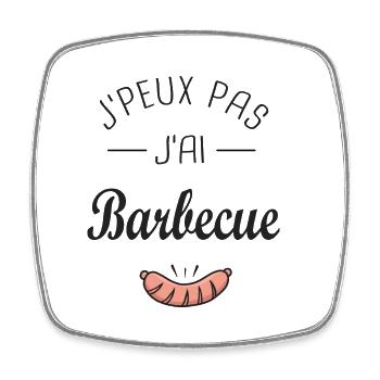 J'peux pas j'ai Barbecue BBQ cadeau homme papa - Magnet carré - blanc - Devant