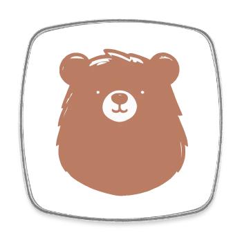 Simple bear in a flat handle - Square fridge magnet - white - Front