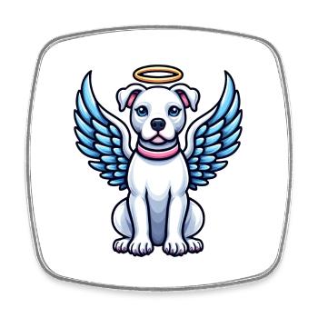 Chien de dessin animé Pitbull Angel mignon avec des ailes - Magnet carré - blanc - Devant