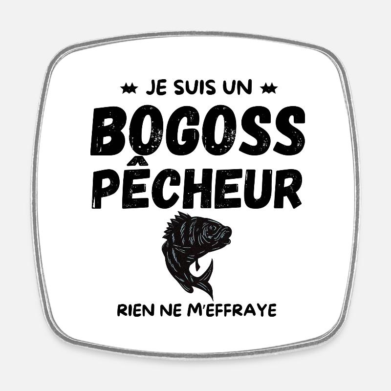 BOGOSS PÊCHEUR - Magnet carré - blanc