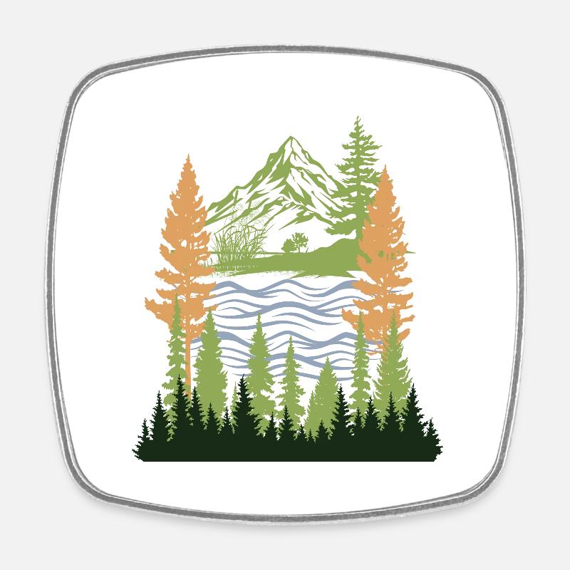 Evergreen Serenity Scene - Square fridge magnet - white