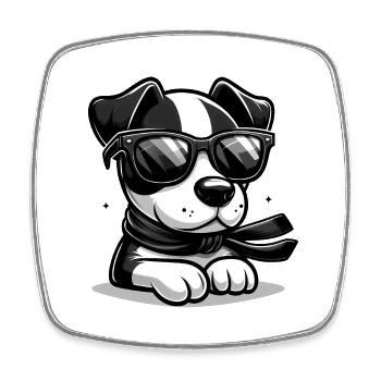 Chien teckel mignon - Magnet carré - blanc - Devant