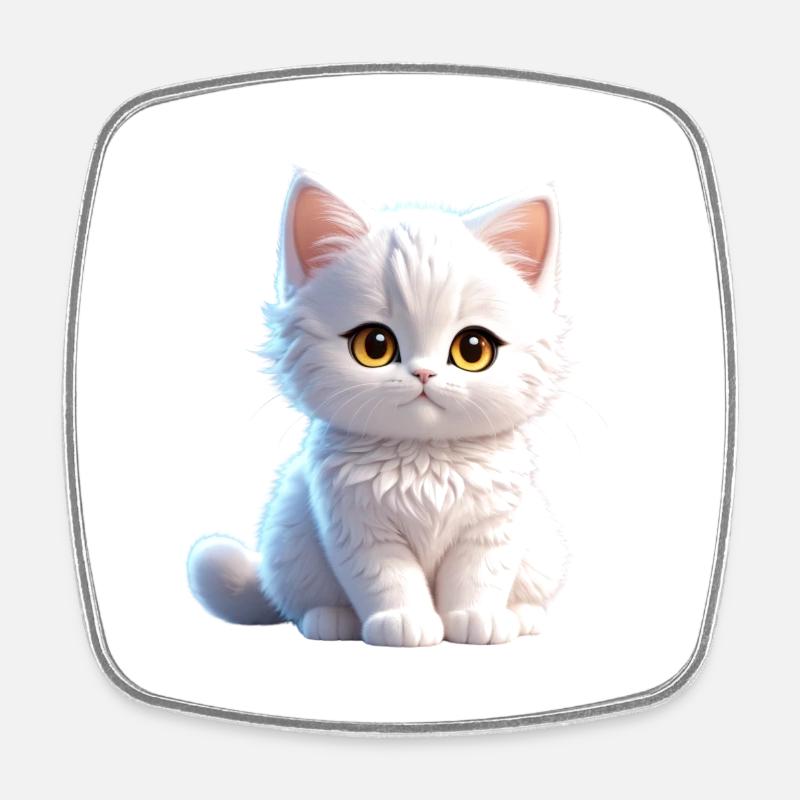 Mignon minou blanc - Magnet carré - blanc