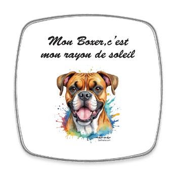 Boxer rayon de soleil - Magnet carré - blanc - Devant