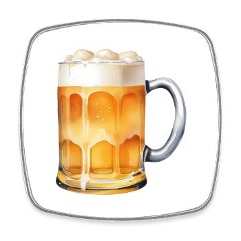 Beer mug - Square fridge magnet - white - Front