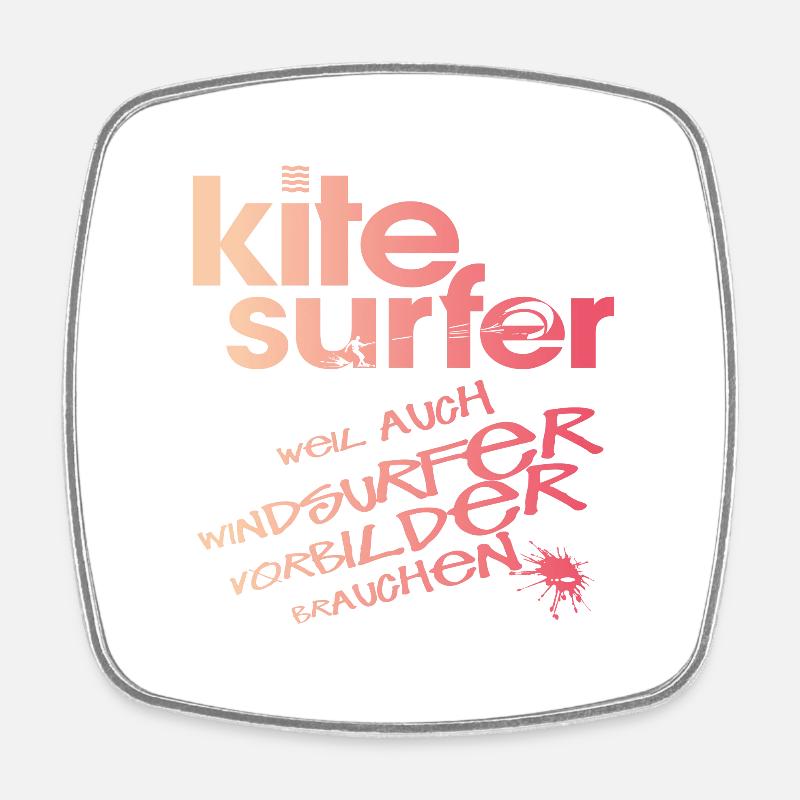 Kitesurfer vs Windsurfer - Viereckiger Kühlschrankmagnet - Weiß