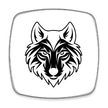 Tête de loup - Magnet carré - blanc - Devant