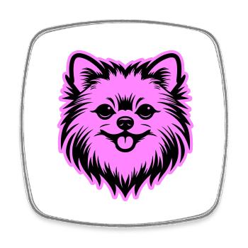 Pomeranian Hund Kopf - Viereckiger Kühlschrankmagnet - Weiß - Vorne