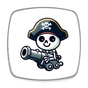 Crâne Pirate - Trésor Squelette - Magnet carré - blanc - Devant