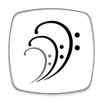 3 Bass Music Clef Three Notes Musical Notes - Square fridge magnet - white - Front