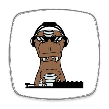 Cool DJ dinosaure T-Rex mixer Musique de fête - Magnet carré - blanc - Devant