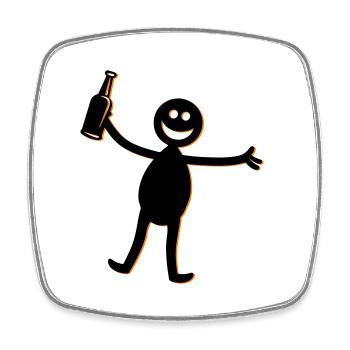Silhouette de fête de la bière - Magnet carré - blanc - Devant