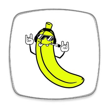 Funny DJ Banana Fruit Sunglasses Party Music - Square fridge magnet - white - Front