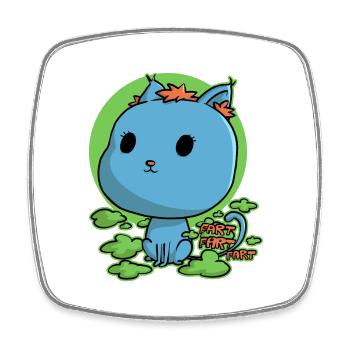 Chaton kawaii, mais qui pète - Magnet carré - blanc - Devant