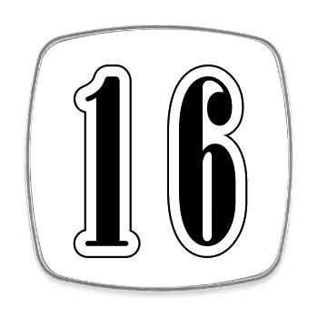 16 Zahl symbol - Viereckiger Kühlschrankmagnet - Weiß - Vorne