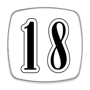 18 Zahl symbol - Viereckiger Kühlschrankmagnet - Weiß - Vorne