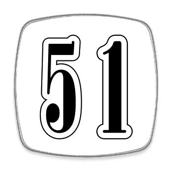 51 Zahl Symbol - Viereckiger Kühlschrankmagnet - Weiß - Vorne
