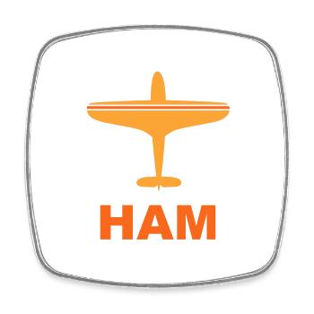 Aéroport de Hambourg - HAM - Cité hanséatique - Elbe - Magnet carré - blanc - Devant