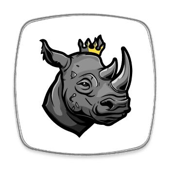 Couronne de tête de rhinocéros - Magnet carré - blanc - Devant