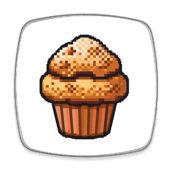 Cupkake Pixel Symbol Torte - Viereckiger Kühlschrankmagnet - Weiß - Vorne