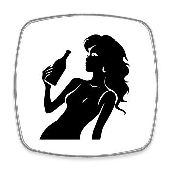 Silhouette Frau Drinking - Viereckiger Kühlschrankmagnet - Weiß - Vorne