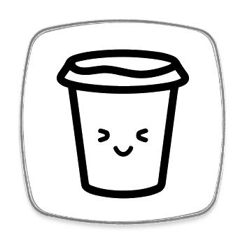 Kaffeebecher - Viereckiger Kühlschrankmagnet - Weiß - Vorne