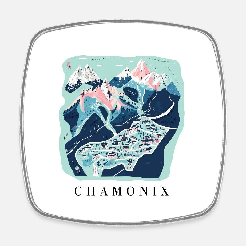 Chamonix - Square fridge magnet - white