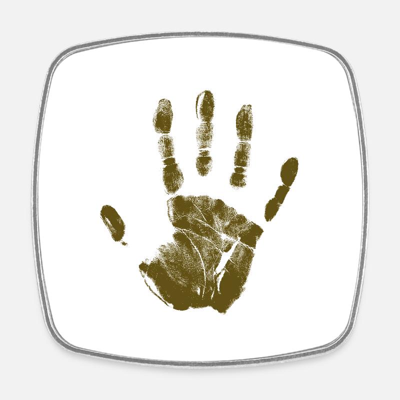 Impronta della mano dipinta identità dita e palmo - Calamita quadrata da frigo - bianco